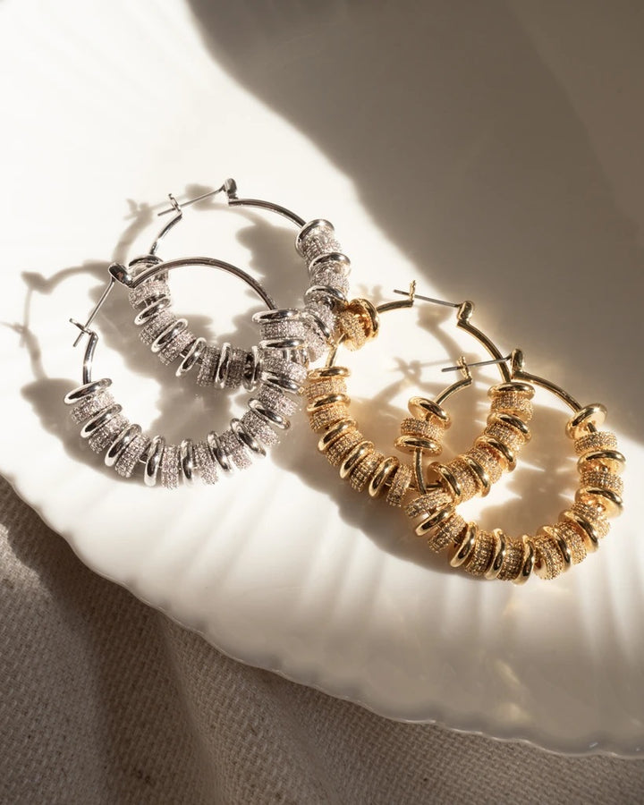 LUV AJ - Pave Washer Hoops in Gold