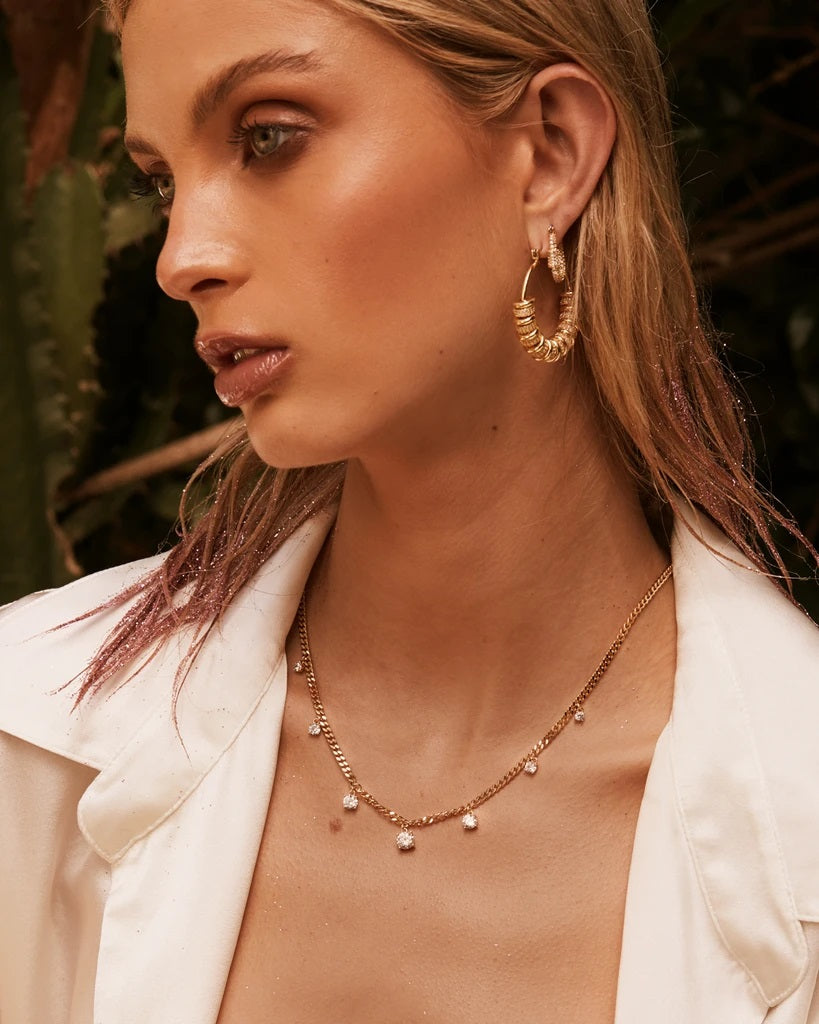 LUV AJ - Pave Washer Hoops in Gold