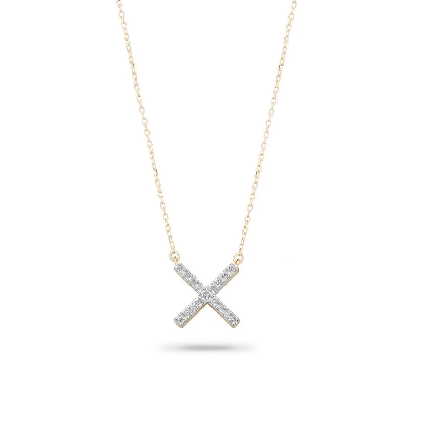 Adina - Pave X Necklace in Y14k