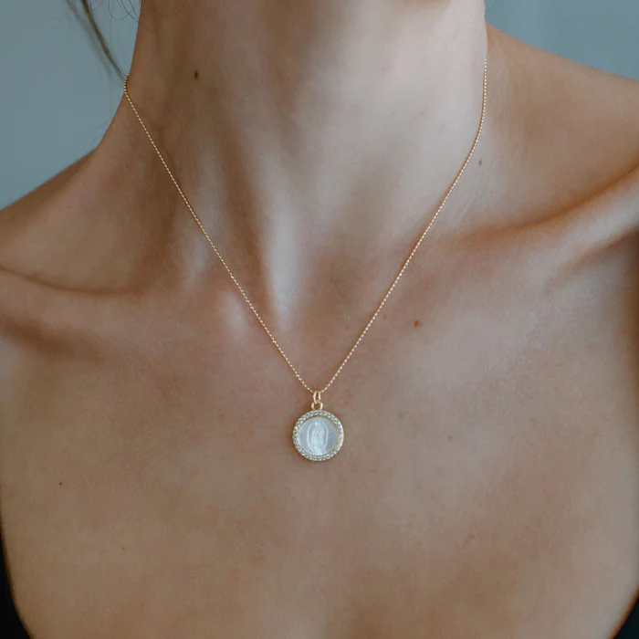 Joy Dravecky - Petite Mother Mary Necklace in Gold