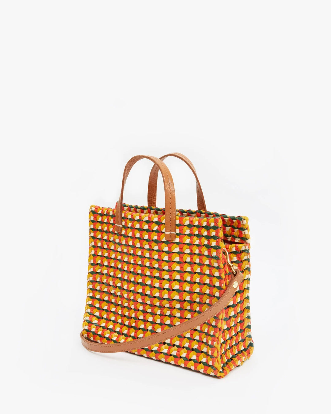 Clare V. - Petit Simple Tote in Marigold, Cherry Red, Evergreen & Cream Rattan