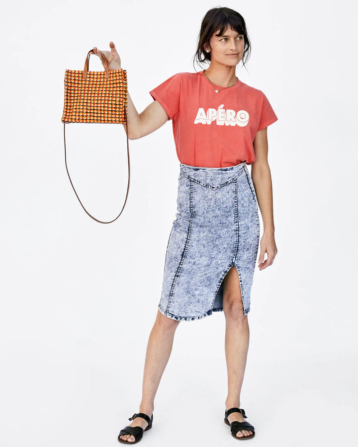 Clare V. - Petit Simple Tote in Marigold, Cherry Red, Evergreen & Cream Rattan