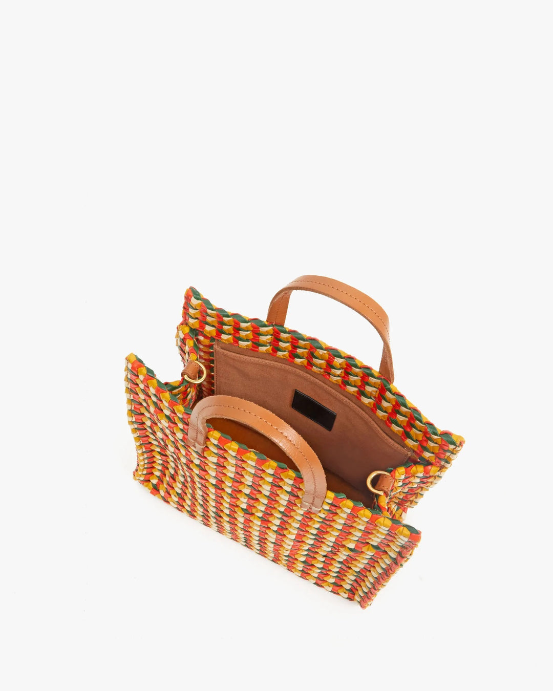 Clare V. - Petit Simple Tote in Marigold, Cherry Red, Evergreen & Cream Rattan