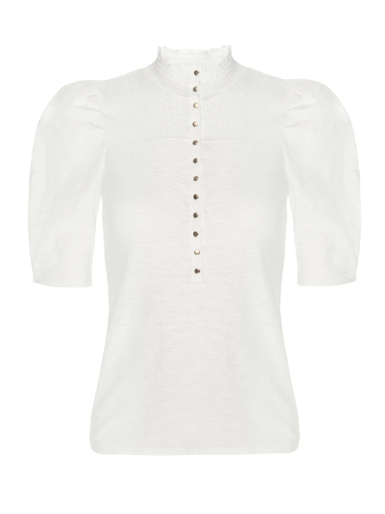 Nation LTD - Pietra High Neck Snap Tee in Off White