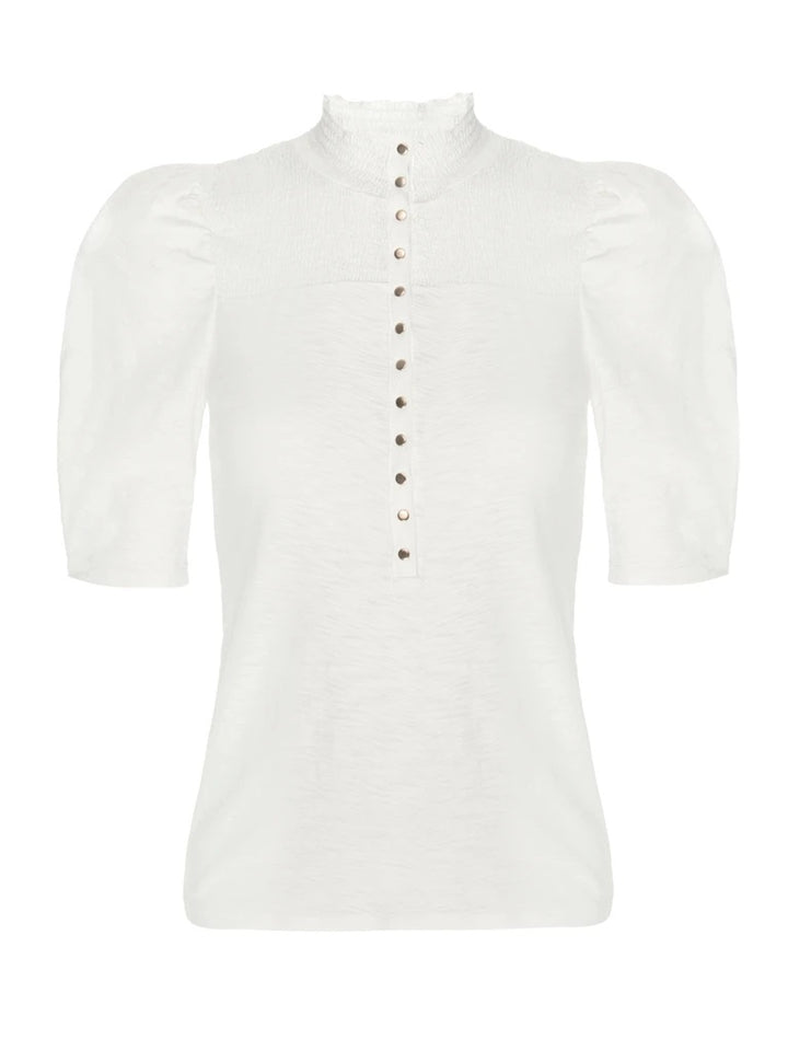 Nation LTD - Pietra High Neck Snap Tee in Off White
