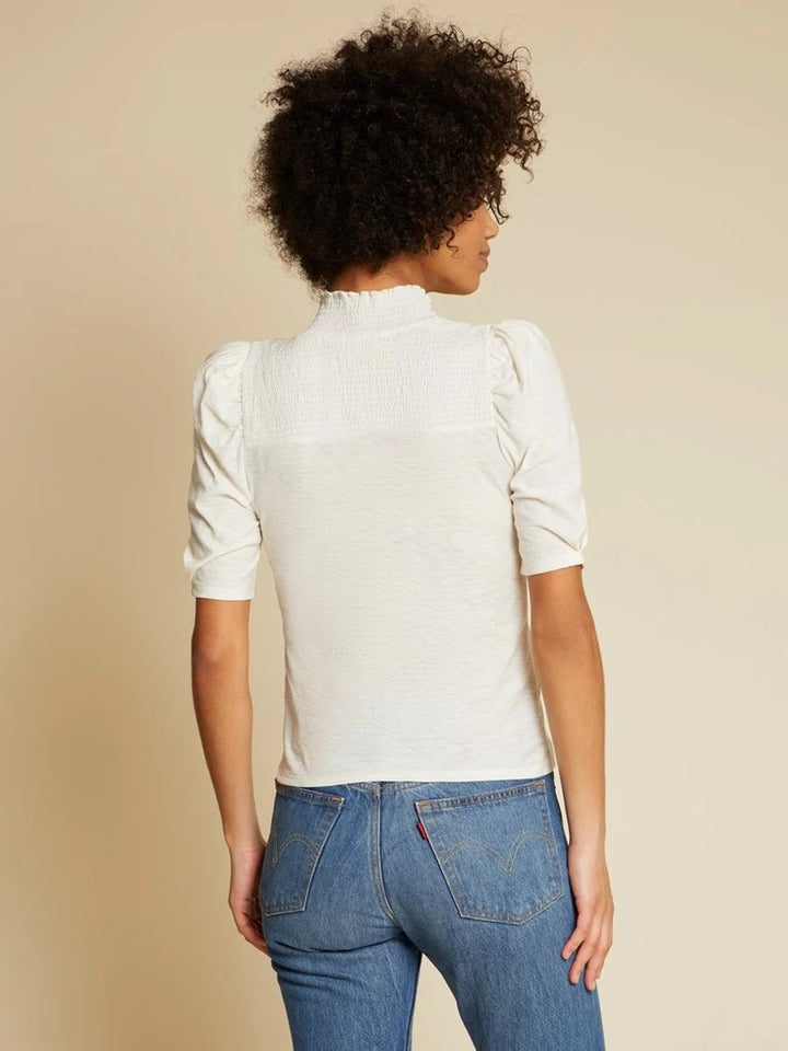 Nation LTD - Pietra High Neck Snap Tee in Off White