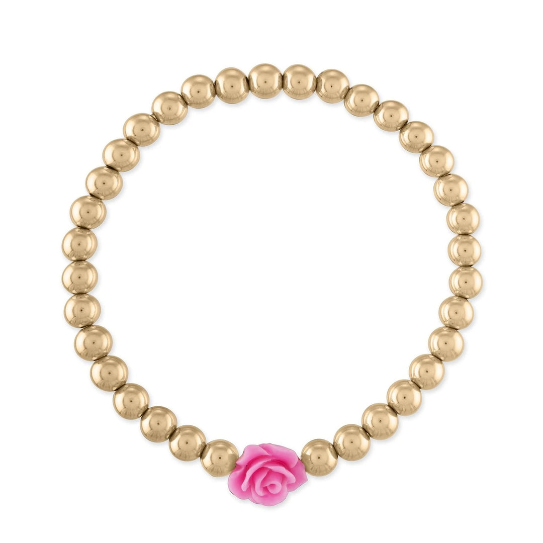 Alexa Leigh - 5mm Gold Ball Bracelet with Flower