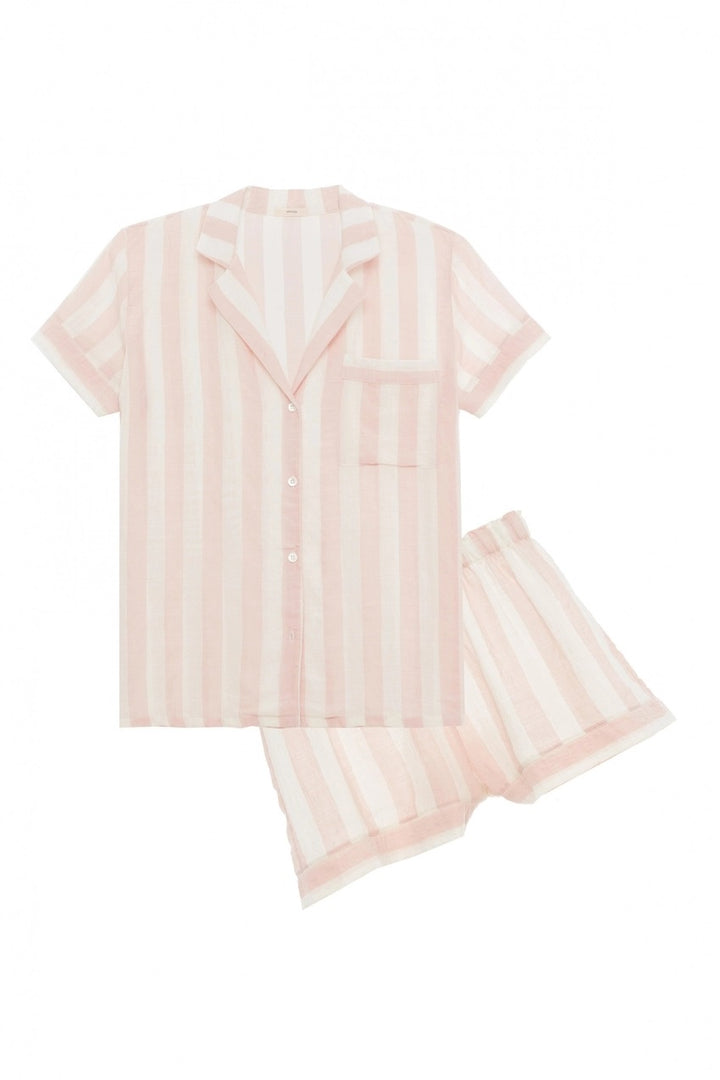 Eberjey - Umbrella Stripes Woven Short PJ Set in Ballet Pink/Cloud