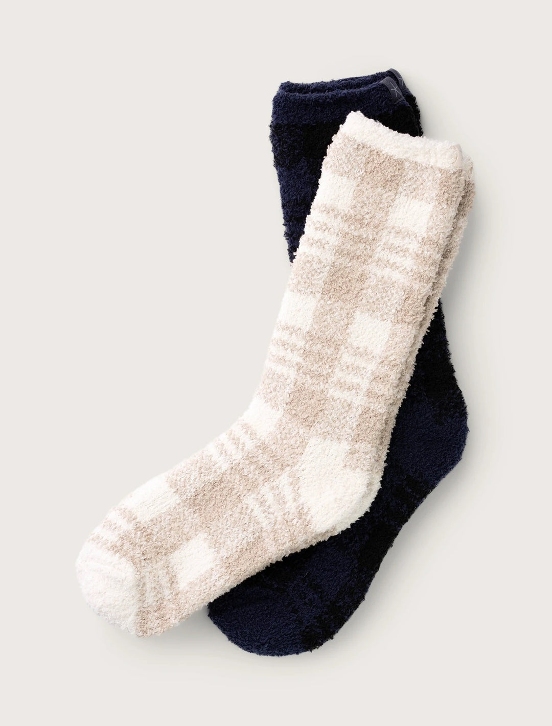 Barefoot Dreams - Cozychic Women's Plaid Sock in Cream-Tan