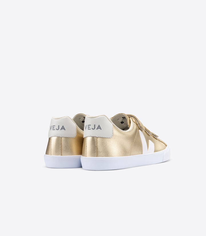 Veja - 3-Lock Logo Leather Sneakers in Platine White