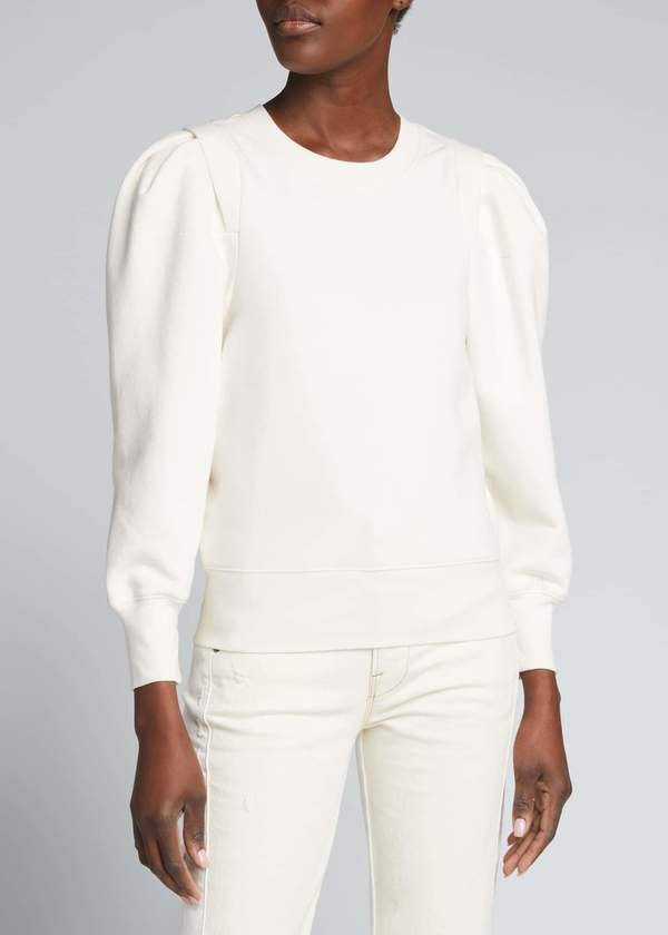 Frame - Pleated Panel Sweatshirt in Off White