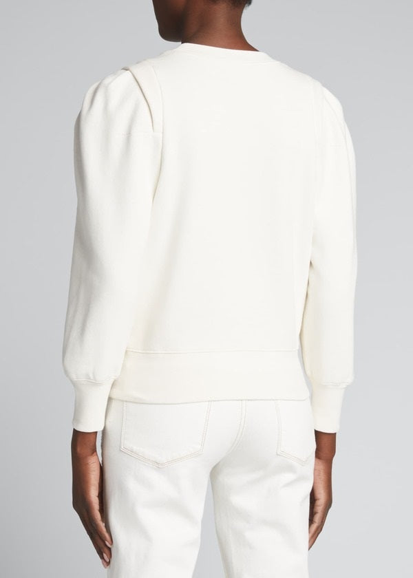 Frame - Pleated Panel Sweatshirt in Off White