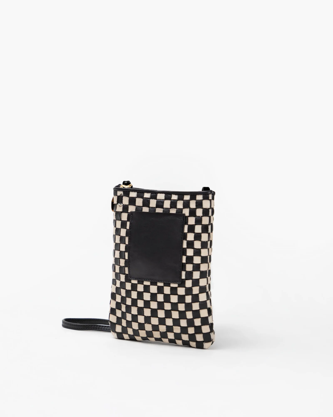 Clare V - Poche in Black & Cream Woven Checker