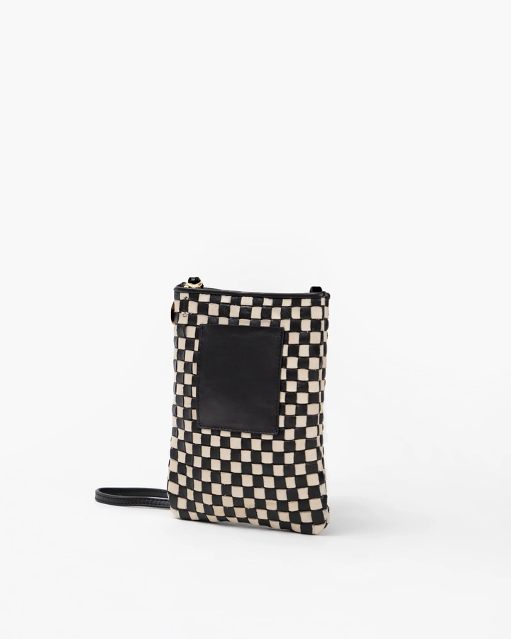 Clare V - Poche in Black & Cream Woven Checker
