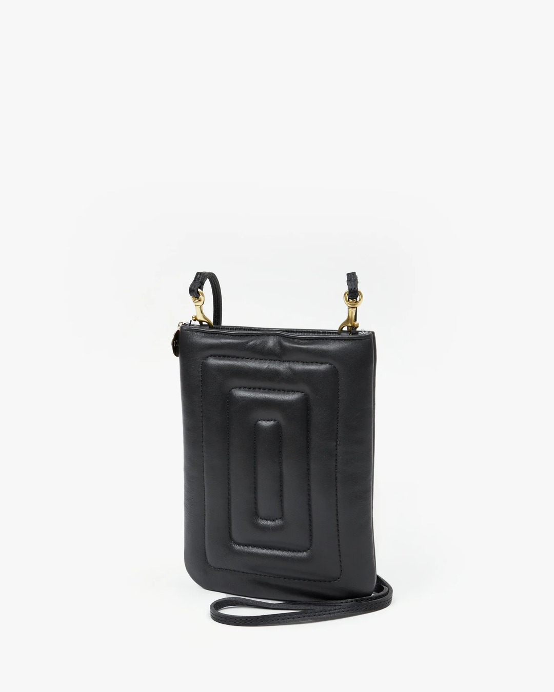 Clare V - Poche in Black Channel Quilted Nappa