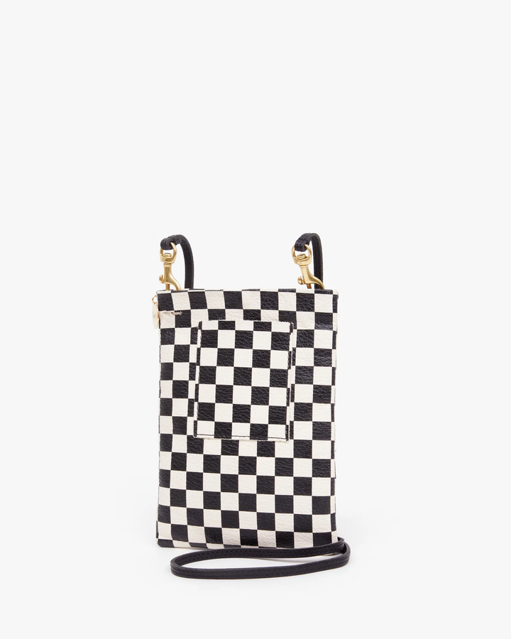 Clare V. - Poche in Cream Goat with Black Checkers
