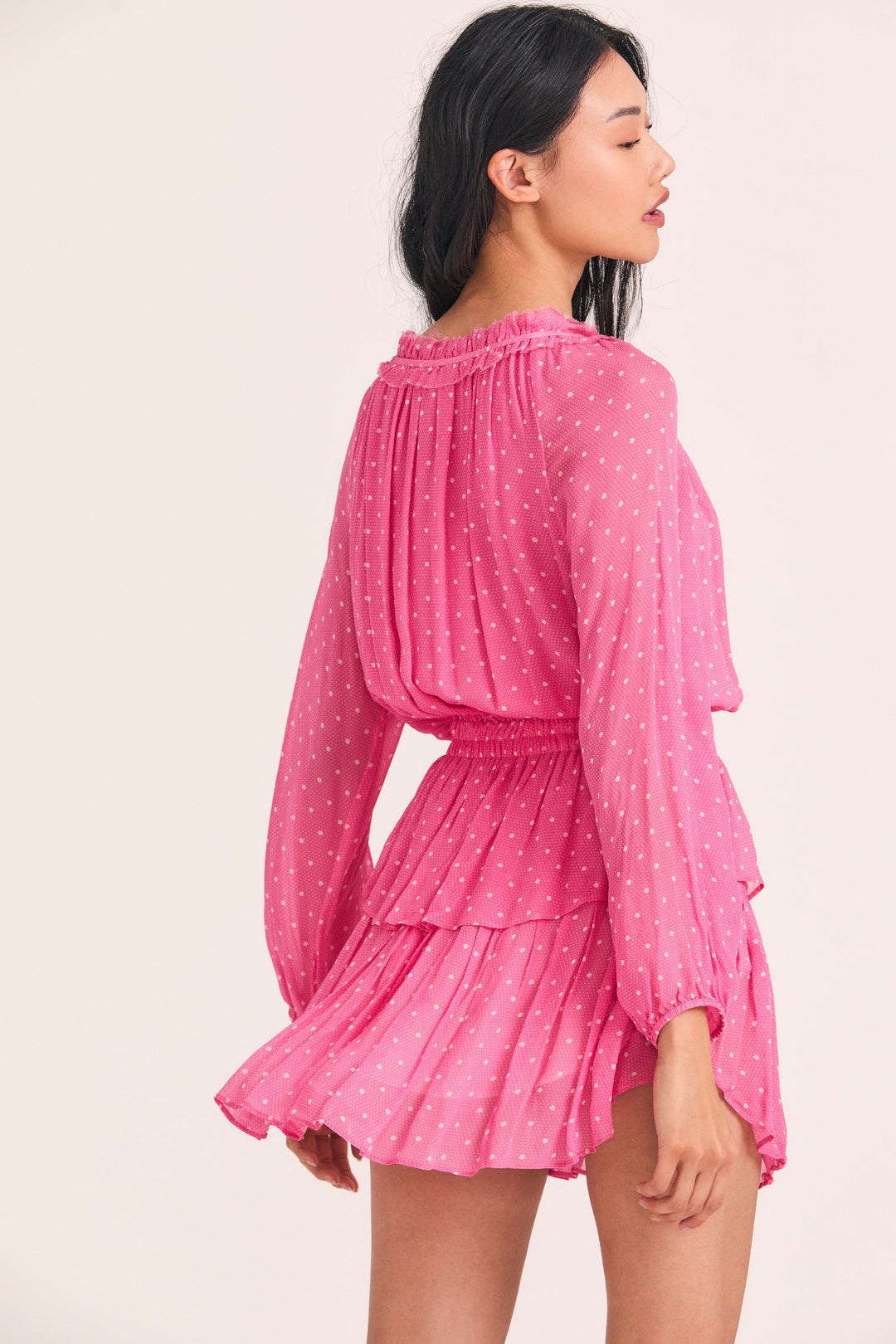 Love Shack Fancy - Popover Dress in Hot Pink Cherry
