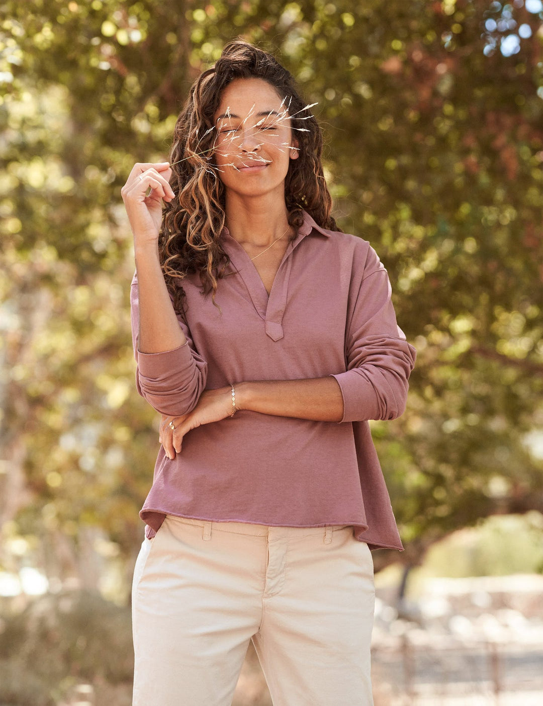 Frank & Eileen - Popover Henley in Terracotta