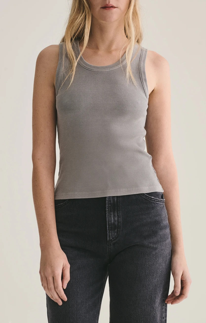 AGoldE - Poppy Scoop Neck Tank in Zinc