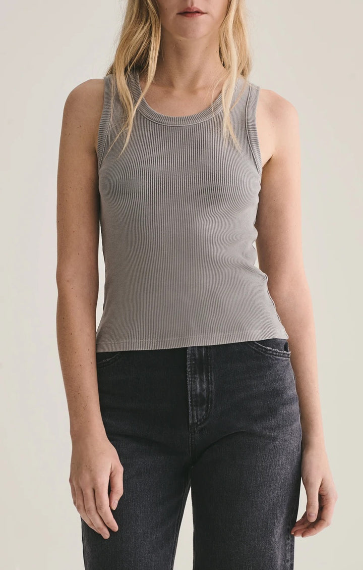 AGoldE - Poppy Scoop Neck Tank in Zinc
