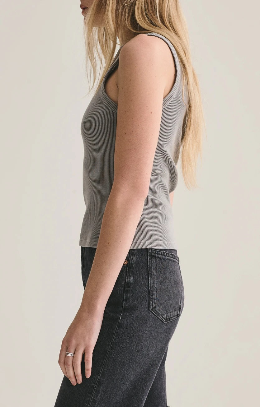 AGoldE - Poppy Scoop Neck Tank in Zinc