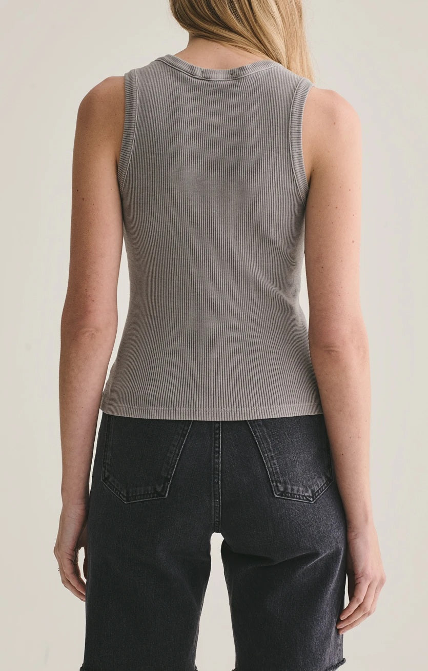 AGoldE - Poppy Scoop Neck Tank in Zinc