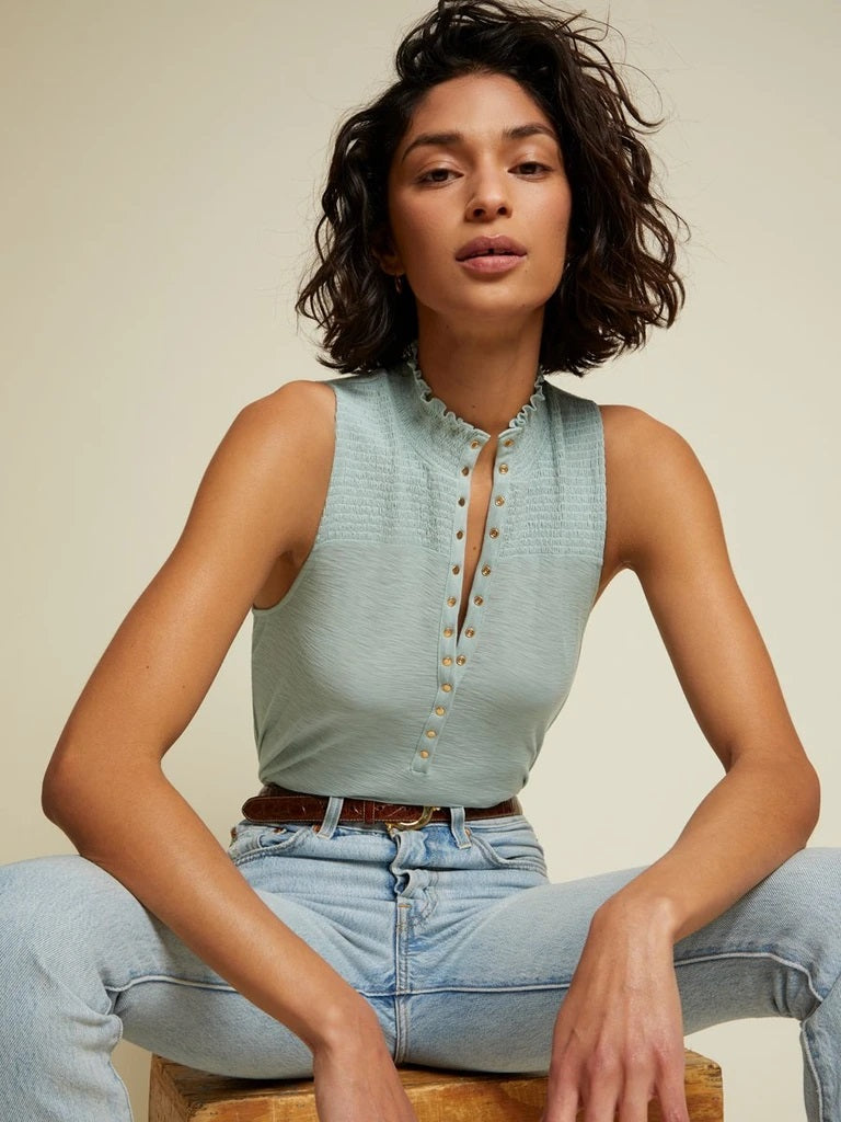Nation LTD - Posey High Neck Snap Tank in Capri
