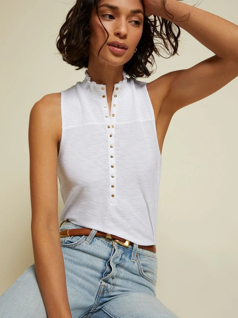 Nation LTD - Posey High Neck Snap Tank in White