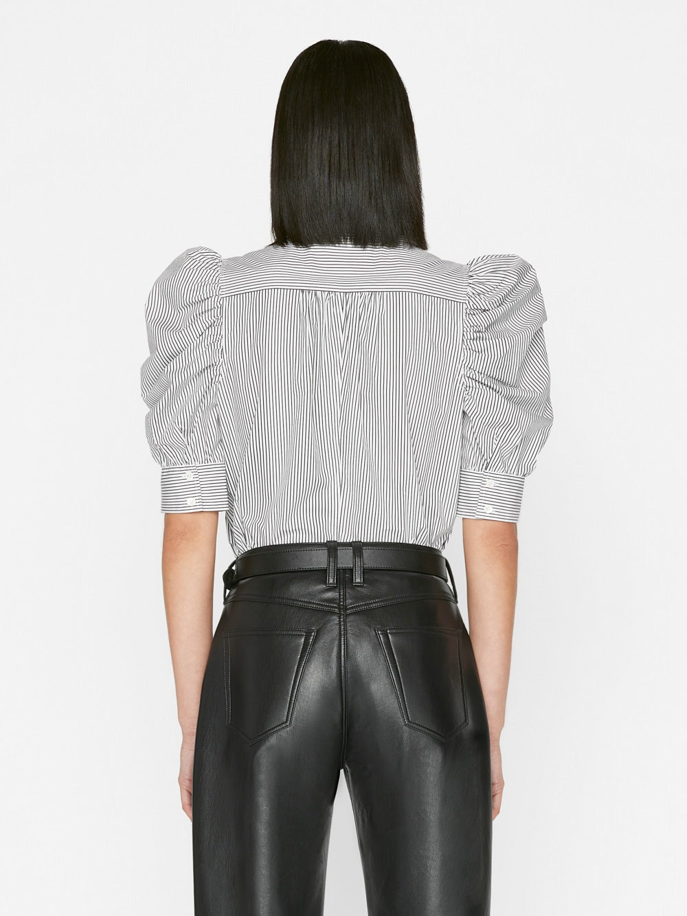 Frame - Ruched Puff Sleeve Shirt in Noir Multi