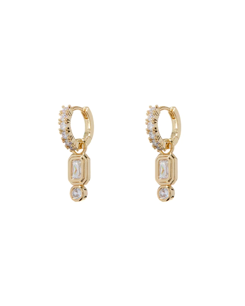 Luv AJ - Pyramid Bezel Huggies in Gold