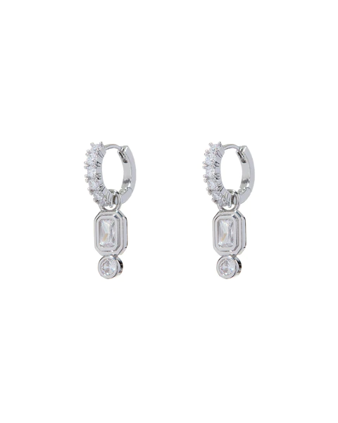 Luv AJ - Pyramid Bezel Huggies in Silver