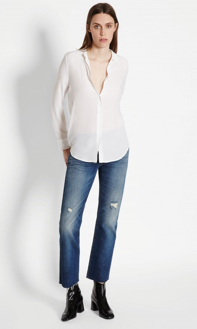 Equipment - Essential Silk Shirt in Bright White
