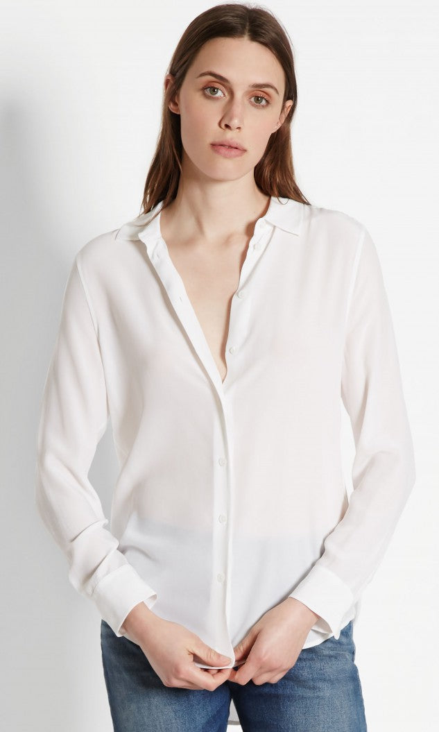 Equipment - Essential Silk Shirt in Bright White