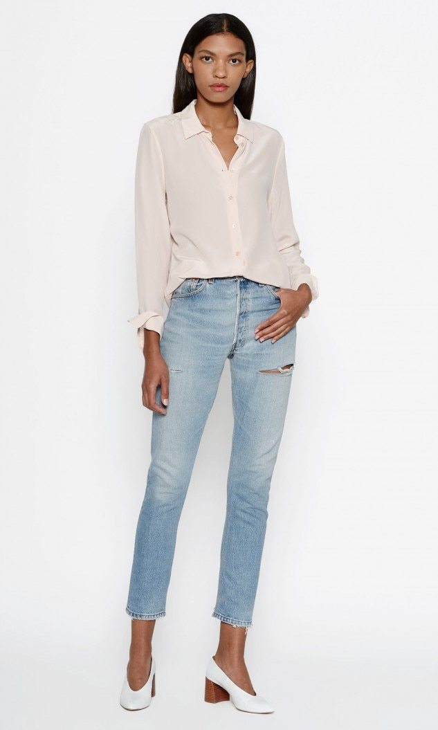 Equipment - Essential Silk Shirt in Cosmetic Pink