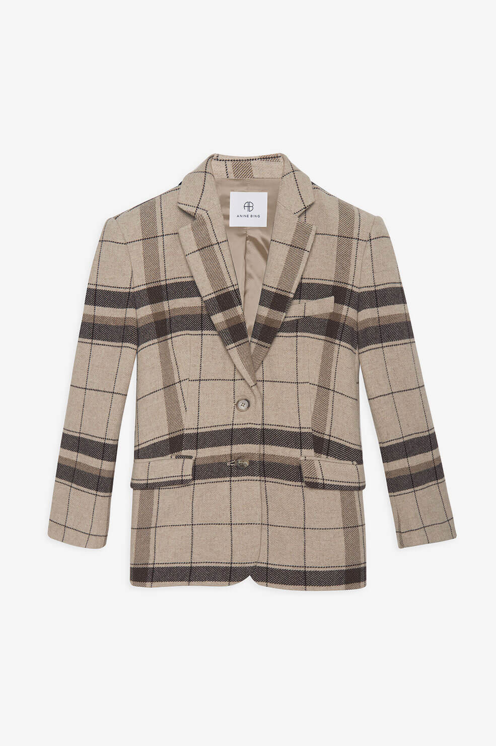 Anine Bing - Quinn Blazer in Khaki Plaid