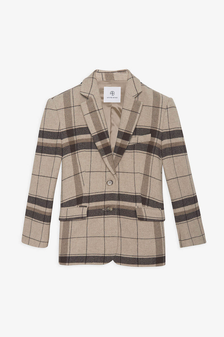 Anine Bing - Quinn Blazer in Khaki Plaid