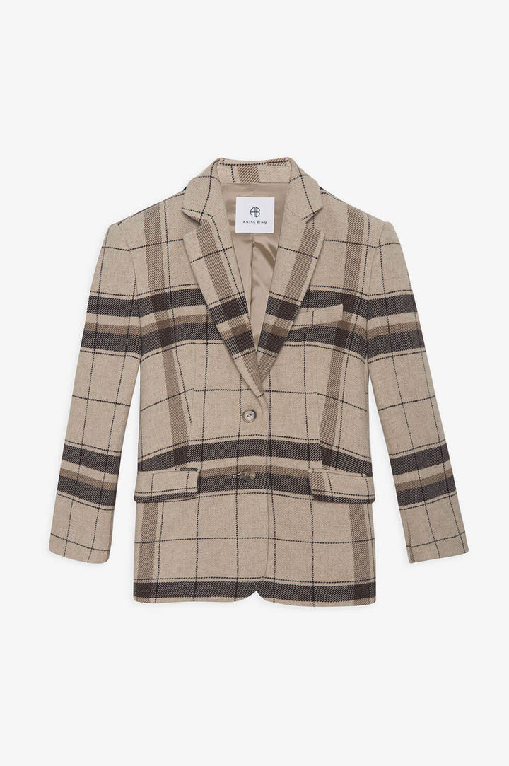 Anine Bing - Quinn Blazer in Khaki Plaid