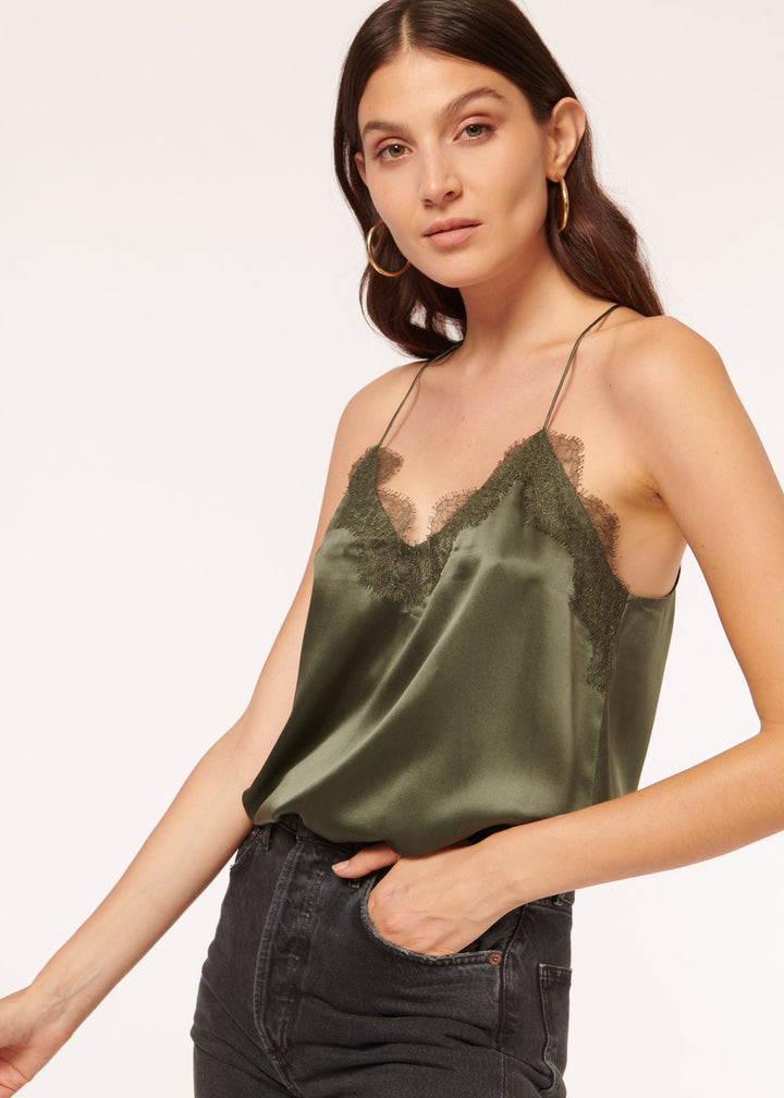 Cami NYC - Racer Charmeuse Cami in Thyme