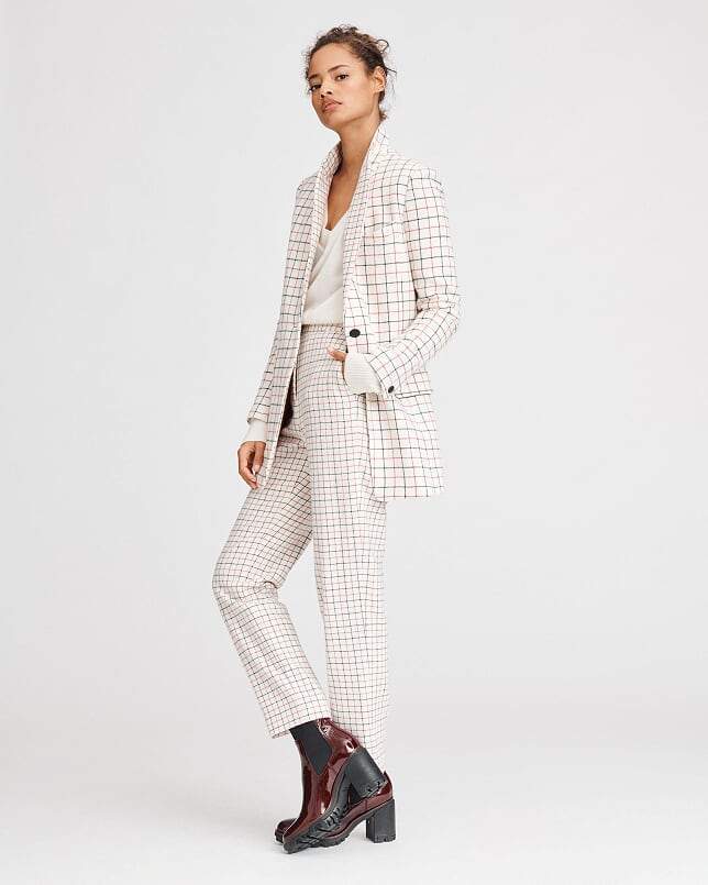 Rag & Bone Collection - Poppy High Waisted Pant in Ivory Check