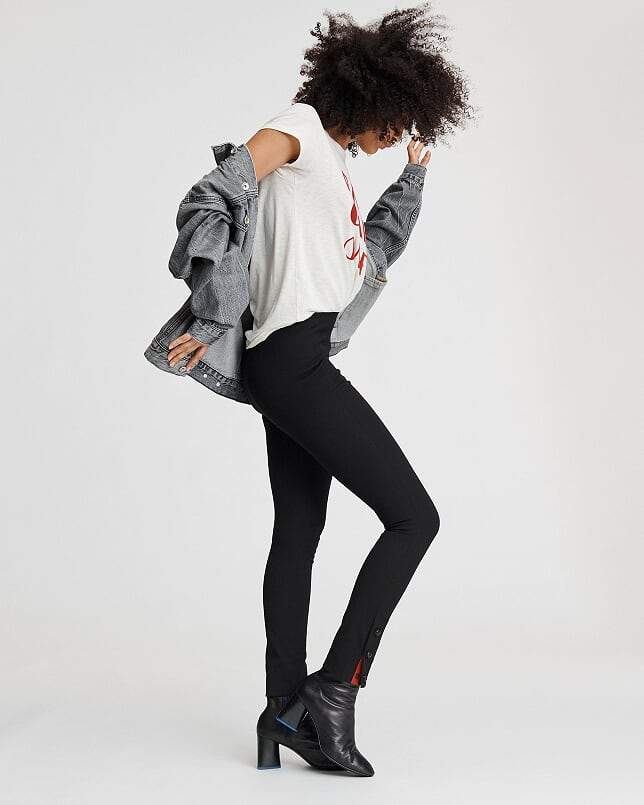 Rag & Bone Collection - Simone Leather Snap Pant in Black