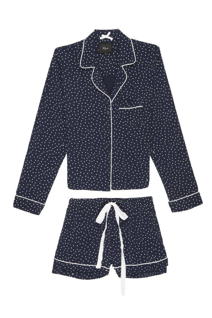 Rails - Long Sleeve Short Set w/ Piping Navy Mini Hearts