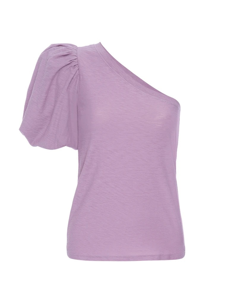 Nation LTD - Raina Balloon Sleeve One Shoulder Tee in Voodoo