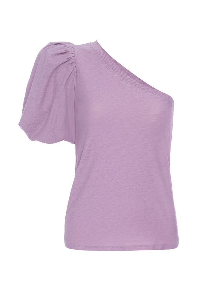 Nation LTD - Raina Balloon Sleeve One Shoulder Tee in Voodoo