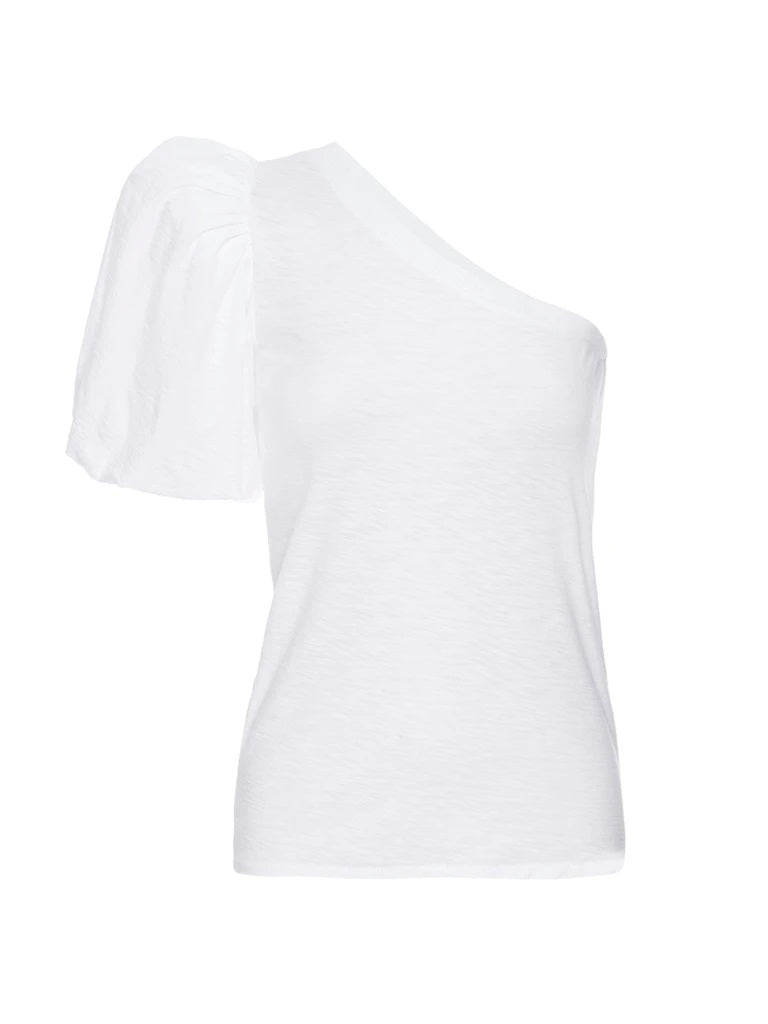 Nation LTD - Raina Balloon Sleeve One Shoulder Tee in White