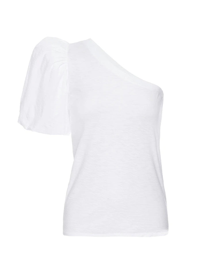 Nation LTD - Raina Balloon Sleeve One Shoulder Tee in White