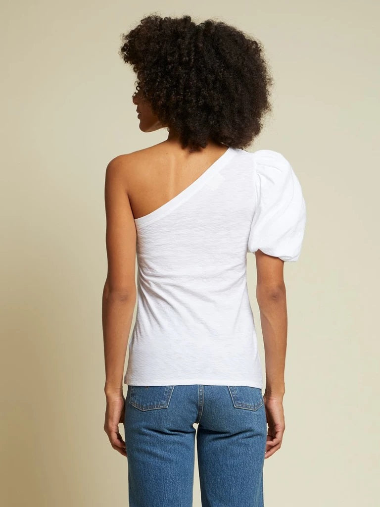 Nation LTD - Raina Balloon Sleeve One Shoulder Tee in White