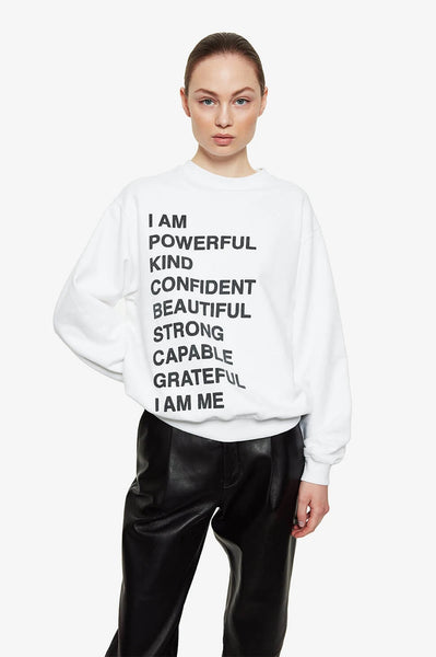 Anine Bing - Ramona Sweatshirt Empowerment in White | Blond Genius