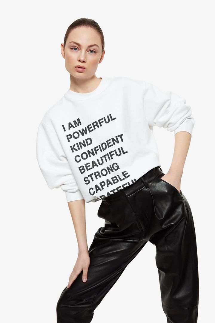 Anine Bing - Ramona Sweatshirt Empowerment in White Sweatshirts