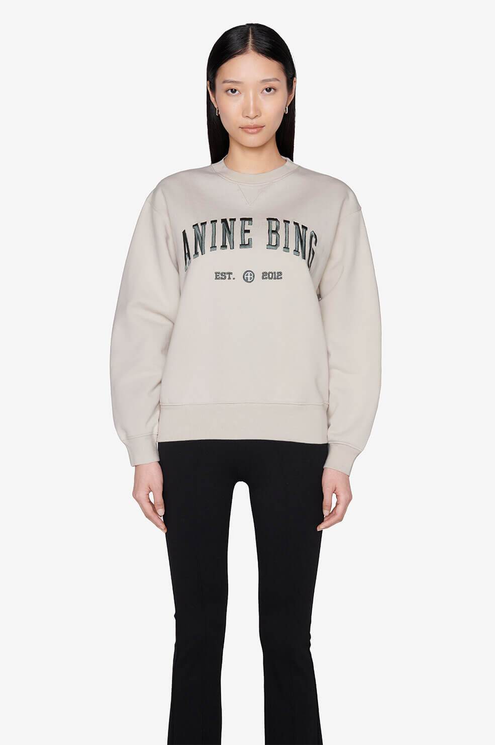 Anine Bing - Ramona Sweatshirt University in Stone Clothing - Sweatshirts
