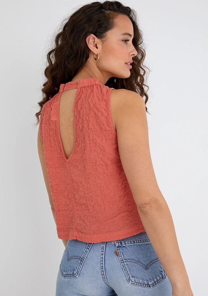 Bella Dahl - Sleeveless Elastic Neck Blouse in Red Clay